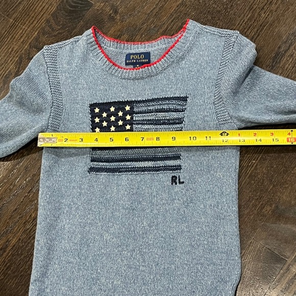Polo Ralph Lauren Intarsia‎ Flag Sweater Dress Girls 8/10 M Flag RL Knit Blue - Picture 7 of 7